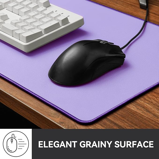 Waterproof Large Gaming Mouse Pad with Durable Stitched Edges, Non-Slip Rubber Base, Grainy Jacquard Mouse Mat Desk Pad for Home Office Gaming, 31.5''x11.8''x0.12'', Purple