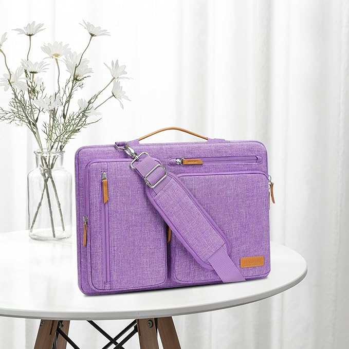 MOSISO 360 Protective Laptop Shoulder Bag,13 inch Computer Bags Compatible with MacBook Neo 13 inch 2026/Air M5 M4 M3 M2 M1/Pro 13 2026-2016,Side Open Messenger Bag with 4 Zipper Pockets, Lilac