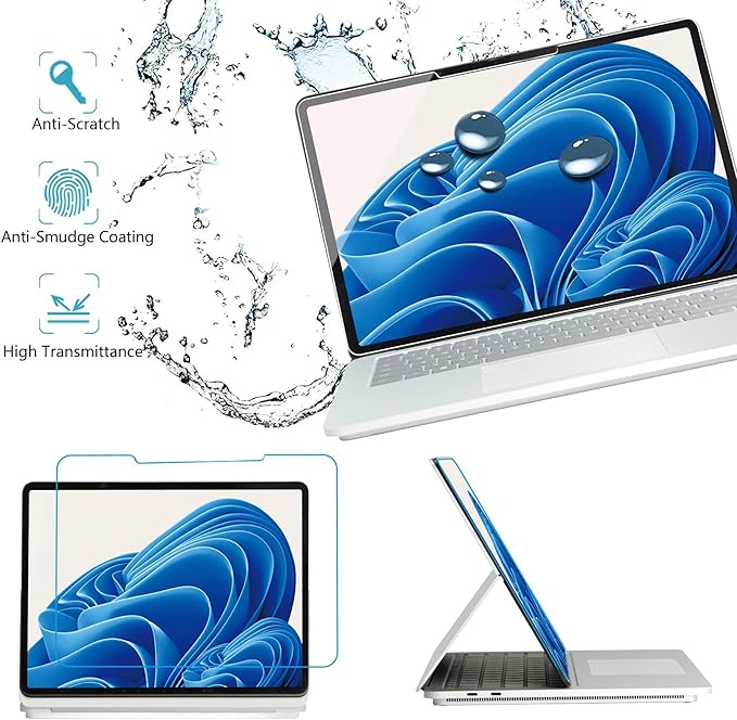 Megoo Glass Screen Protector for Surface Laptop Studio 2/ Surface Laptop Studio 14.4'', Easy Installation/HD Transparent/Scratch Resistant/Case and Surface Pen Friendly 9H Tempered Glass, 2 Pack