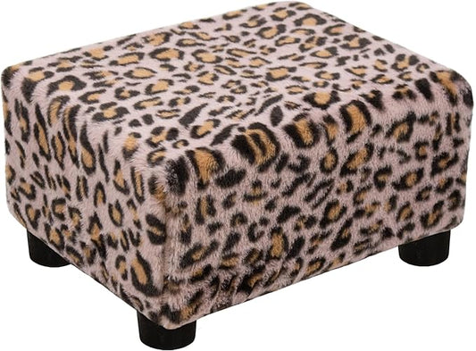 CAROLMADE Small Foot Stool Ottoman Footstool with Legs Under Desk Footrest for Living Room Bedroom and Office, Faux Fur Pink