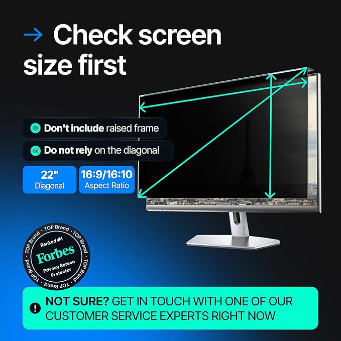 Acrylic 22 Inch Computer Privacy Filter for Widescreen Computer Monitors - 19.3" x 12.5"