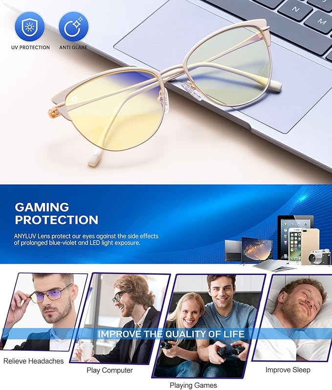 ANYLUV Blue Light Glasses for Woman Men, Womens Blue Light Blocking Glasses Computer Glasses Anti Eyestrain