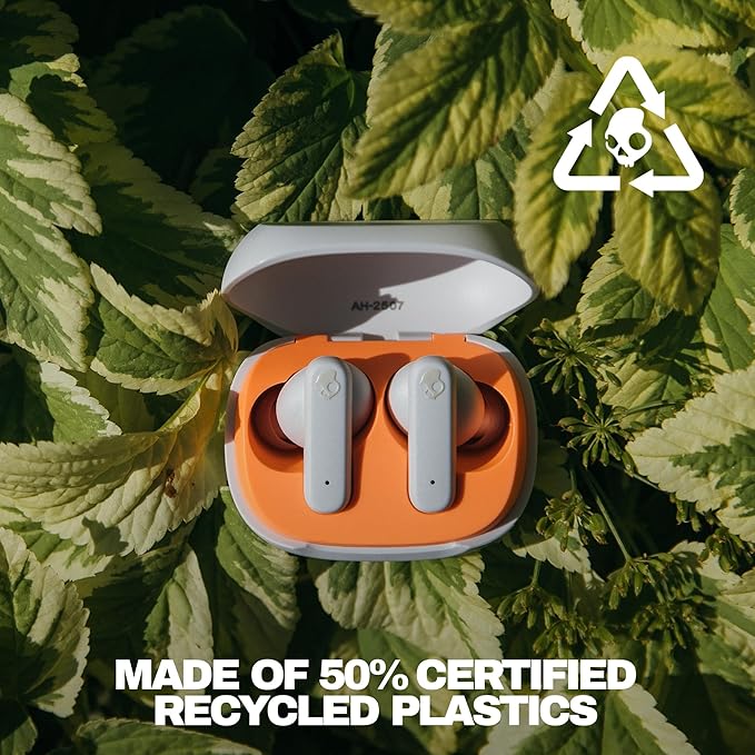 Skullcandy Smokin’ Buds Wireless Earbuds, Bluetooth Headphones, Noise Isolating Fit, Up to 20 Hours Battery, IPX4 Sweat and Water Resistant, Microphone for iPhone Android - Bone