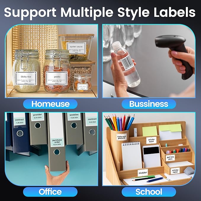 Phomemo M250 3 Inch Label Maker Machine with Tape, 2026 Upgrade Portable Barcode Label Printer for Business, Home, Logo Label, Thermal Address Label Maker with 100 Labels, 40x30mm