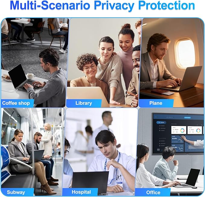 Magnetic Laptop Privacy Screen Filter 15.6 Inch for 16:9 Computer Monitor, Removable Anti Blue Light Privacy Shield, Anti-Glare Protector Compatible with Dell Hp Asus Lenovo