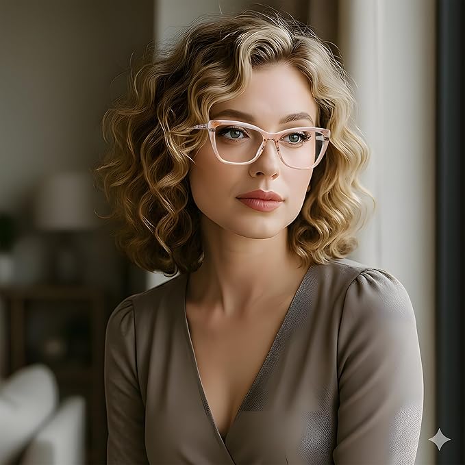 DOERAYM Blue Light Glasses for Woman: Amber Tint Reading Glasses for Night Shift Nurses & Office Workers