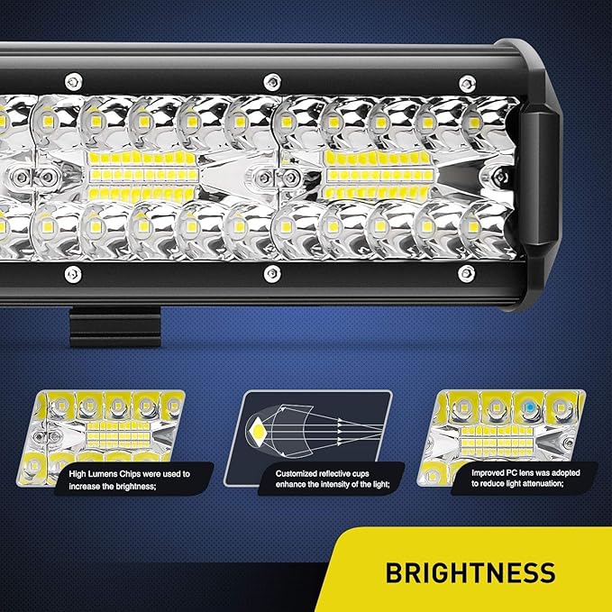 Nilight Led Light Bar 26Inch 540W Triple Row 50000LM Flood Spot Combo Off Road Driving Lights with 14AWG Heavy Duty Wiring Harness for Boat Truck Jeep UTV ATV Car, 2 Years Warranty