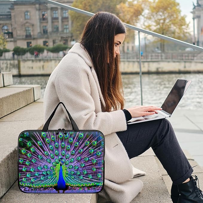Laptop Sleeve Case Bag 13 inch, Peacock Slim Carrying Case Handbag Travel Laptop Bag for 13 inch MacBook Air M3/M2/Pro M2/ 13" iPad Pro/Air M4/M2 2024