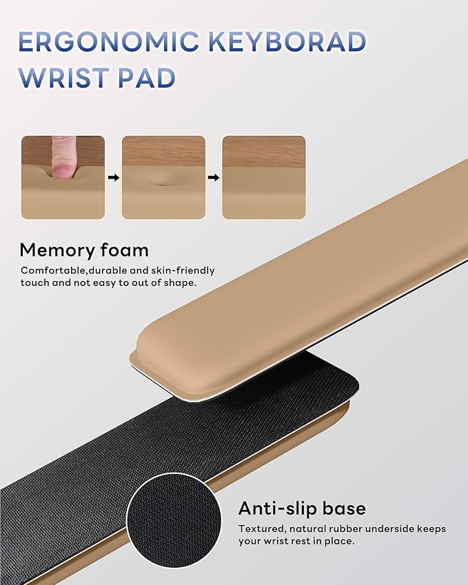 Laborio Computer Keyboard Stand for Desktop, Keyboard Riser Wrist Rest Holder for Easy Typing, Office Desk, Home, School Accessories(Coffee)