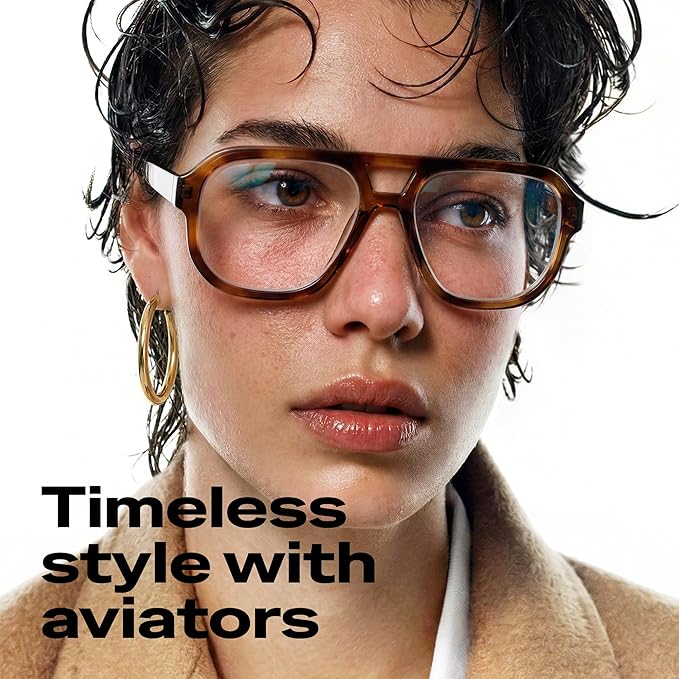 livho Retro Aviator Blue Light Blocking Glasses for Women Men with Soft Case, Trendy Rectangle Computer Eyeglasses