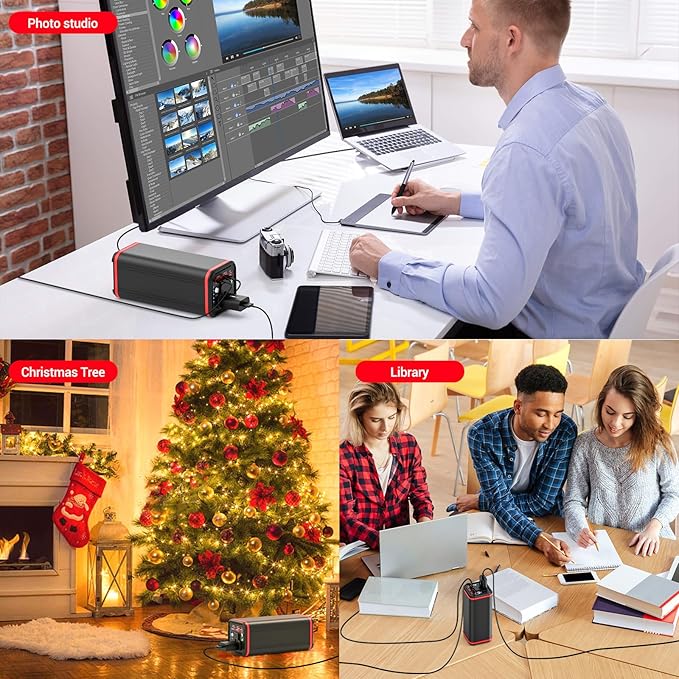 Portable Laptop station for 27000mAh 98Wh, Power Bank with AC Outlet 65W PD Fast Charging External Battery Pack, Mini Portable Power Station for MacBook Pro Dell HP Travel Camping Airline Approved