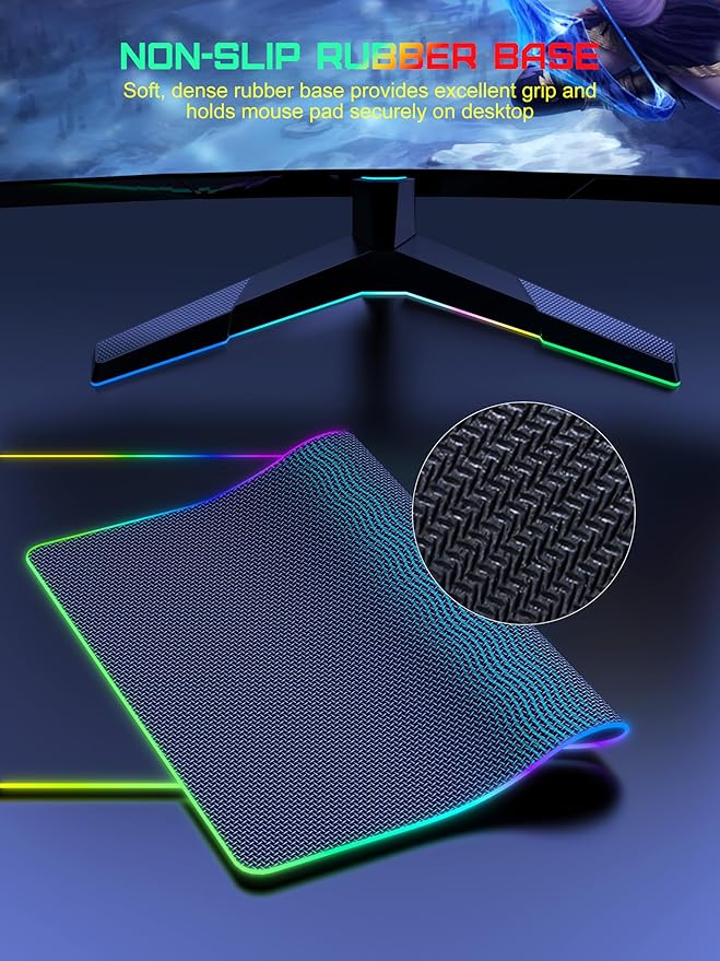 TopMade Wireless Charging RGB Mouse Pad, Waterproof Gaming Desk Pad with 4 Light Modes & 11 RGB Colors, Ultra-Smooth Surface, Non-Slip Base, 31.5"x15.75" XXL Large Desk Mat for MacBook, PC, Laptop