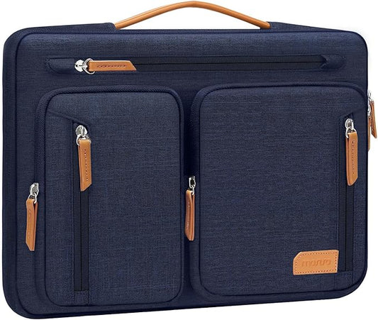 MOSISO 360 Protective Laptop Case 13.3 inch, 13-13.3 inch Laptop Sleeve Compatible with MacBook Air/Pro 13/Pro 14, HP Dell Acer, Side Open Carrying Computer Bag with 5 Accessory Pockets&Belt,Navy Blue