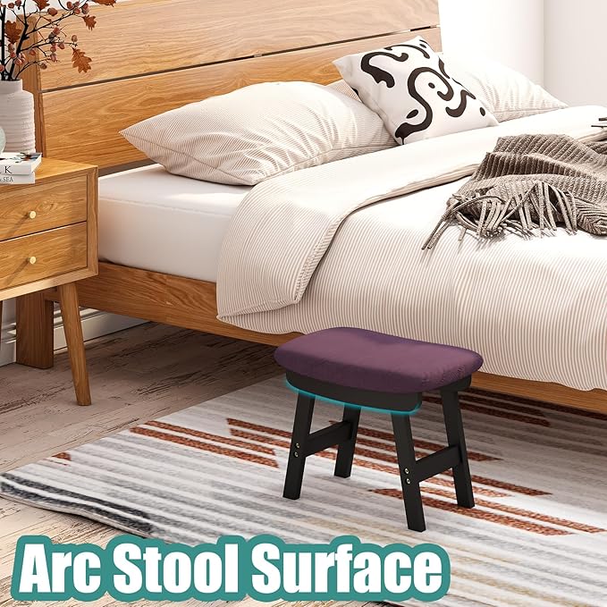 viewcare Foot Stools Ottoman, Small Soft Footrest Ottoman with Wood Legs, Sofa Footrest Extra Seating for Living Room Entryway Office