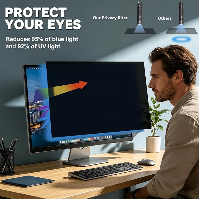 34 Inch Privacy Screen for Computer Curved Monitor Blue Light Screen Protector Anti Glare Anti-Scratch Monitor Privacy Shield Screen 34 Inch 21:9 Aspect Ratio