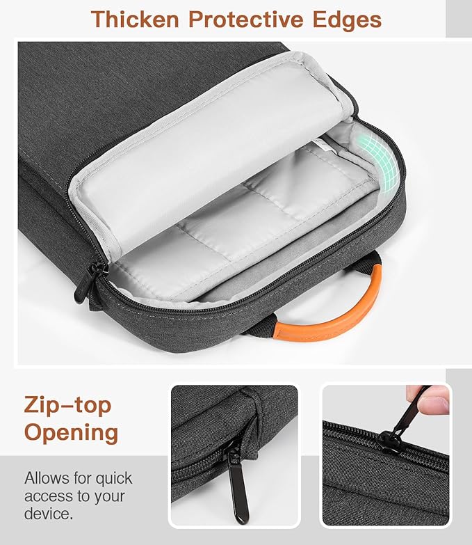 MoKo 13 Inch Tablet Sleeve Bag, Fits with 13 Inch New iPad Pro M5 & Air M4/M3, iPad Pro 12.9 M2&M1,Surface Laptop Go 12.4,Galaxy Tab S8+/S9+ 12.4,Handle Carrying Case with Shoulder Strap,Black &Gray