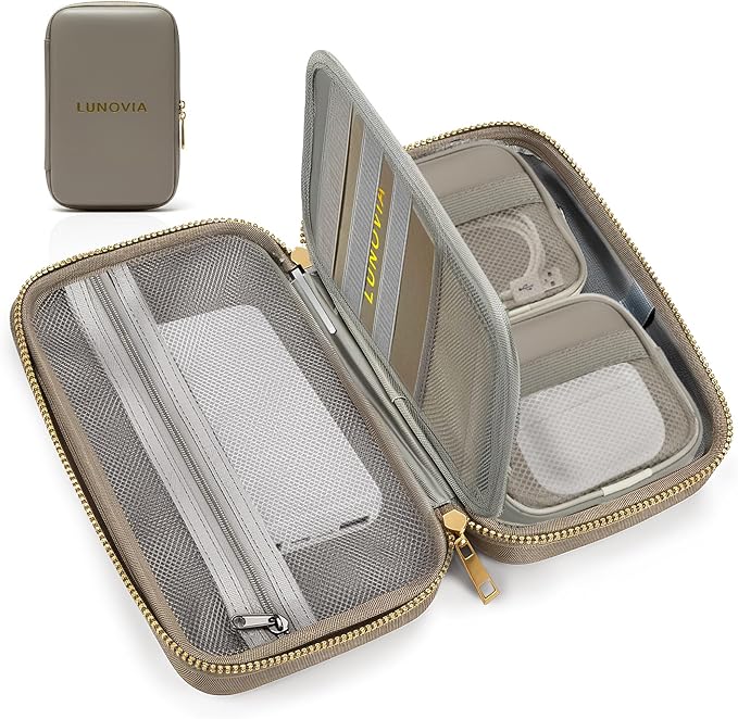 Hard Shell Tech Organizer – Protective Travel Case for Cables, Chargers & Accessories | Mid-Size Electronics Organizer with Removable Pouches