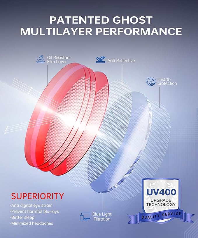 ANYLUV Blue Light Glasses for Men, Lightweight Computer Gaming Glasses, Stylish Anti Eyestrain Blue Light Blocking Men