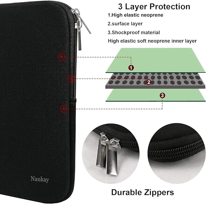 Laptop Sleeve Case 14 Inch, Resistant Neoprene Sleeve/Notebook Computer Pocket Case/Tablet Briefcase Carrying Bag for inch HP, Lenovo, Asus Notebook, Ultrabook, Black