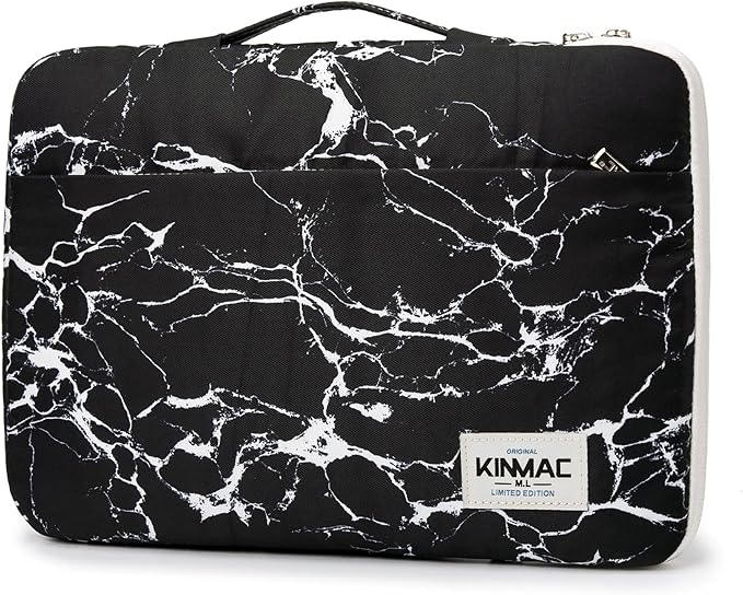 Kinmac 360° Heavy Duty Protective Laptop Computer Sleeve case Bag Cover with Handle for MacBook Pro 14 inch,14 inch-14.4 inch HP Lenovo Dell ASUS Acer Laptop (Black Marble)