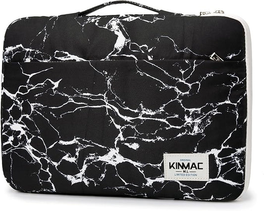 Kinmac 360° Heavy Duty Protective Laptop Sleeve Case Bag Cover with Handle for MacBook Air 13 inch,iPad Pro 13 inch and 13.3 inch HP,Dell,Lenovo,Asus,Acer Laptop (Black Marble)