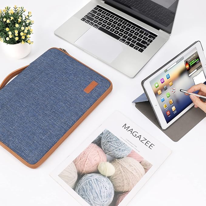 DOMISO 14 inch Laptop Case Sleeve Protective Cover Compatible with 15 inch MacBook Air M4 M3 M2,MacBook Pro,14-15 inch HP Dell ASUS Lenovo Chromebook,Waterproof Computer Cases Bag with Handle,Blue