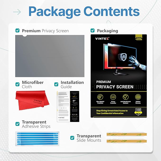 VINTEZ [2 Pack] 23.8 Inch 16:9 Privacy Screen for Computer Monitor and Laptop - Anti Glare Protector Film Blue Light Filter Eye Protection - Computer Screen Privacy Shield
