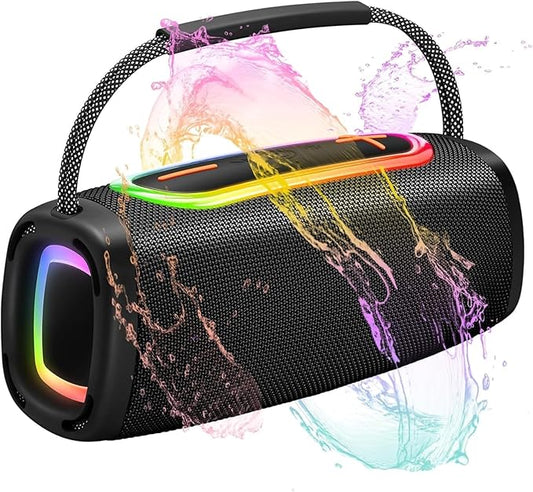 Bluetooth Speaker 6000mAh, 36H Playtime BT5.4 Portable Wireless Speaker with Loud Stereo Sound, IP6 Waterproof, 24W Portable Speaker with RGB Multi-Color Rhythm Lights for Outdoor/Home/Party as Gift