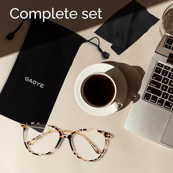 Gaoye Blue Light Blocking Glasses - Trending Round TR90 Frames, Metal Arms, UV400 Protection - Matching Soft Case