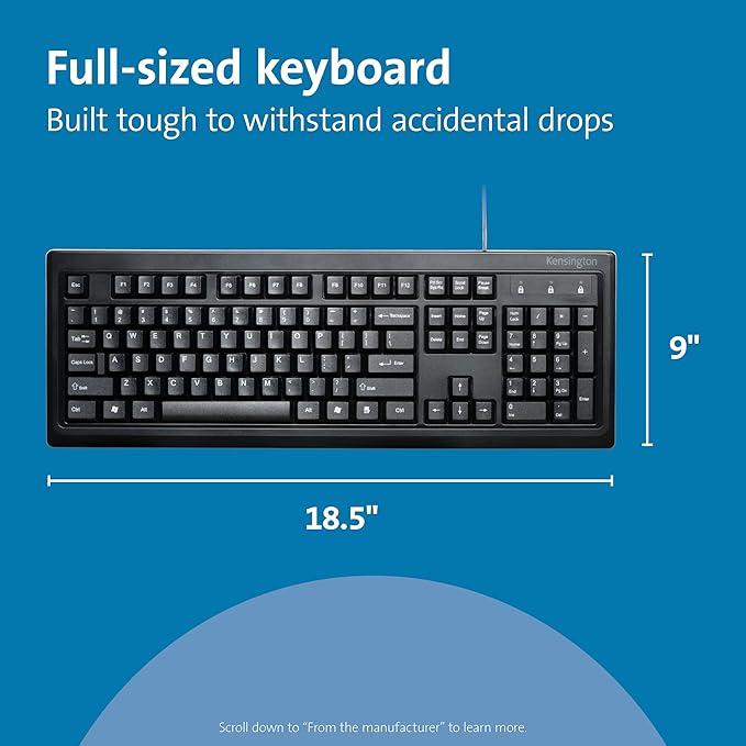 Kensington Mouse-in-a-Box and Keyboard Wired USB Desktop Set (K72436AM), Black (Pack of 2)