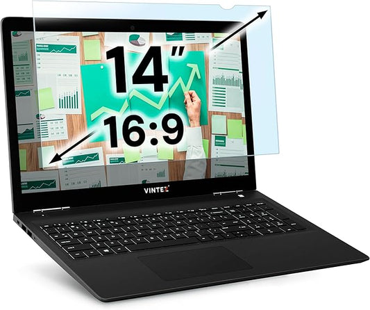 VINTEZ 14 inch Blue Light Blocking Screen Protector Panel for 16:9 Widescreen Computer Monitor and Laptop - PC Anti-UV Eye Protection Filter Film - Anti-Scratch Diagonal Frame Shield [1 Pack]
