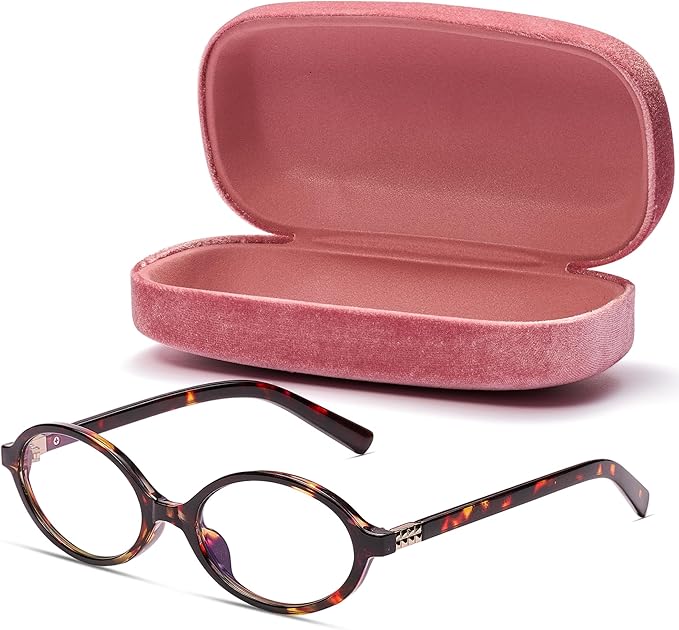 livho Blue Light Glasses for Women – Y2K Aesthetic Frame with Blush Pink Case, 90s Vibe for Screen Time Blue Light Blocking