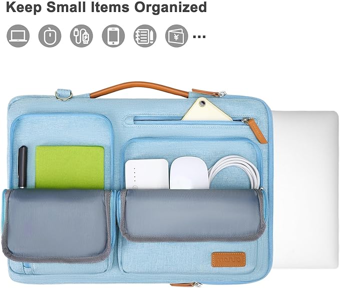 MOSISO 360 Protective Laptop Shoulder Bag,14 inch Computer Bag Compatible with HP Lenovo Dell ASUS Acer, HP, Dell Latitude, Lenovo,Side Open Messenger Bag with 4 Zipper Pockets&Handle, Air Blue