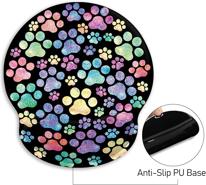 Ergonomic Mouse Pad with Wrist Support, Mouse Pad with Wrist Rest, Gaming Mousepad with Non-Slip Pain Relief PU Base, Cute Dog Paw Mouse Pad for Desk Accessories Office Supplies Decor