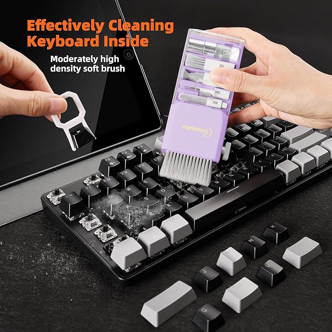 Tassmpitor Laptop Screen Keyboard Cleaner Kit, All in 1 Electronic Cleaning Tool for MacBook iPad iPhone Pro Cell Phone, Brush Tool for Tablet, Computer, PC Monitor,TV Camera Lens with Patent, Purple - Image 3
