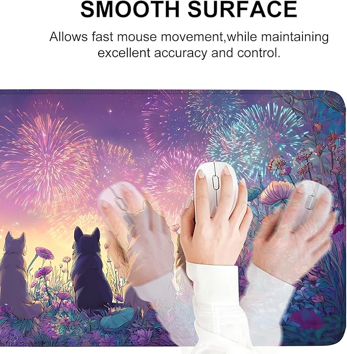 Mouse Pad, Large Anti-Slip with Stitched Edges Desk Mat Desktop Laptop Computer Desk Keyboard Mat,Table Protector Blotter Mat (Dog, 35.4" x 15.7")