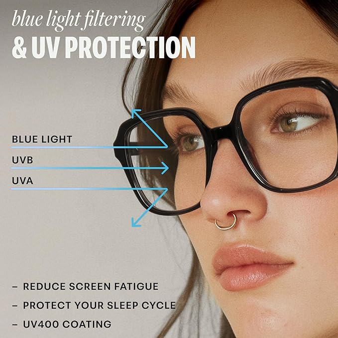 miyya Blue Light Blocking Glasses for Women, Blue Light Glasses for Women Oversized Fashion Glasses