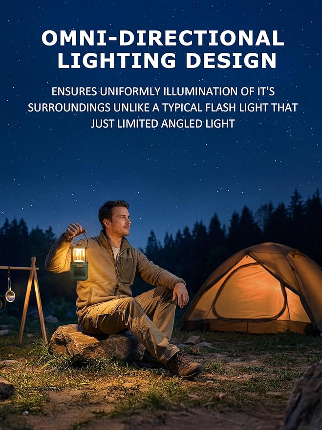 Dreamwave Conqueror Lantern Speaker, 30W RMS / 60W Max Portable Outdoor Camping Bluetooth Speaker with Light, 29H Playtime, IP66 Waterproof Dustproof, Bass & Treble EQ, TWS Stereo, Forest Green