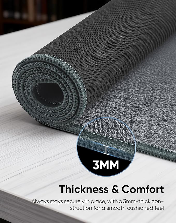 Waterproof Large Gaming Mouse Pad with Durable Stitched Edges, Non-Slip Rubber Base, Grainy Jacquard Mouse Mat Desk Pad for Home Office Gaming, 27.6"x11.8"x0.12", Matte Gray