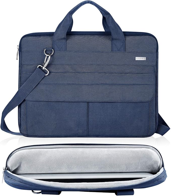 LANDICI Laptop Bag Case 15.6 Inch with Shoulder Strap, Slim Waterproof Computer Sleeve Cover Compatible with MacBook Pro 15/16, MacBook Air 15, 15-16 Inch HP Acer Dell Lenovo ASUS Laptop, Blue