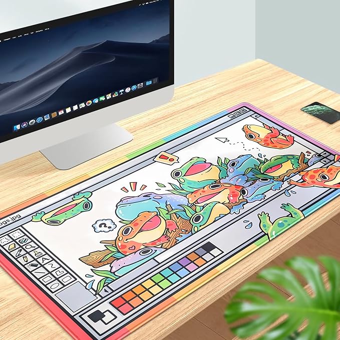Frogs Mouse Pad Large Gaming Mousepad XXL Cool Frogs Desk Mat Cute Extended Desk Pad Computer Laptop Keyboard Pad Long Big Mouse Mat Desk Decor Accessories 31.5x15.7 in