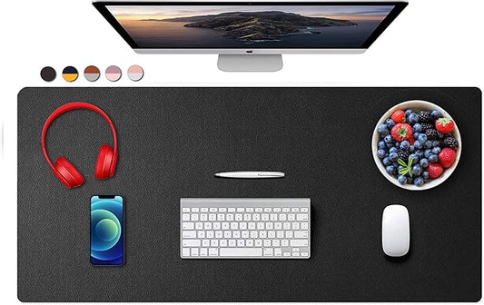 Dual Sided PU Leather Desk Pad, Mouse Pad, Office Desk Mat, Non-Slip Laptop Desk Pad, Waterproof Desk Writing Pad for Office and Home (35.4" x 17.7", Black)