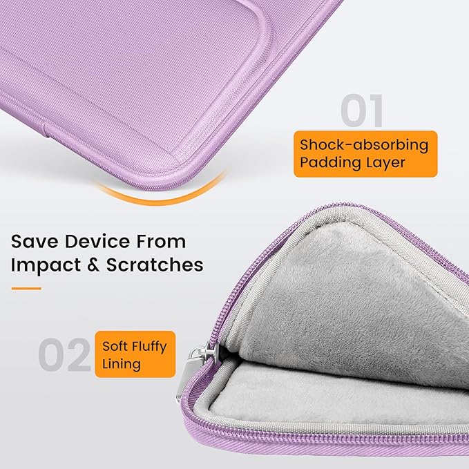 MoKo 9-11 Inch Tablet Sleeve Bag, Fits iPadAir 5/4th 10.9, iPadPro 11 Inch, iPad 9/8th 10.2, iPad 10th 10.9, Tab S8/S9 11",Waterproof Polyester Bag with Double Pockets,Retractable Handle, Purple