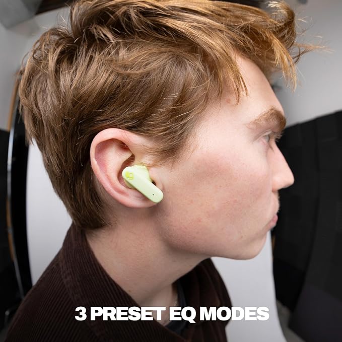 Skullcandy Smokin’ Buds Wireless Earbuds, Bluetooth Headphones, Noise Isolating Fit, Up to 20 Hours Battery, IPX4 Sweat and Water Resistant, Microphone for iPhone Android - Matcha