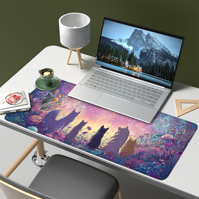 Mouse Pad, Large Anti-Slip with Stitched Edges Desk Mat Desktop Laptop Computer Desk Keyboard Mat,Table Protector Blotter Mat (Dog, 31.5" x 11.8")