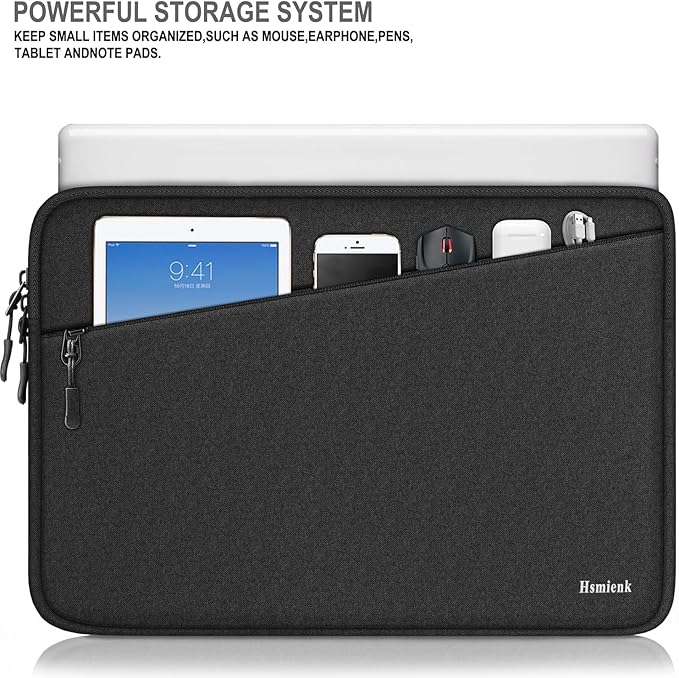 Laptop Case 14 inch, Traveling Water Resistant Laptop Sleeve with Pocket, Shockproof Protective Carrying Notebook Cover Bag Compatible for 14 Inch MacBook Air/Pro, HP, Lenovo, Dell, ASUS, Acer, Black