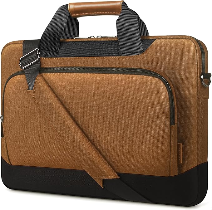 DOMISO 17-17.3 Inch Laptop Bag Large Capacity Shoulder Case for Dell Precision 17/MSI/HP Pavilion 17, Brown