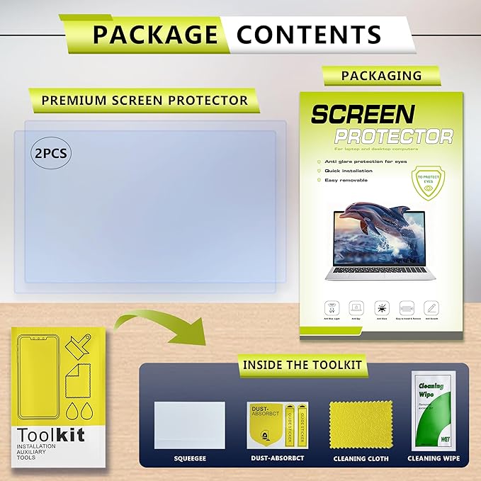 2 Pack 15.6 inch 16:9 Anti Blue Light Screen Protector,Anti Glare UV Blocking Eye Protection Film,Eye Strain Relief for HP/Lenovo/Dell/ASUS/Acer/Samsung Laptops