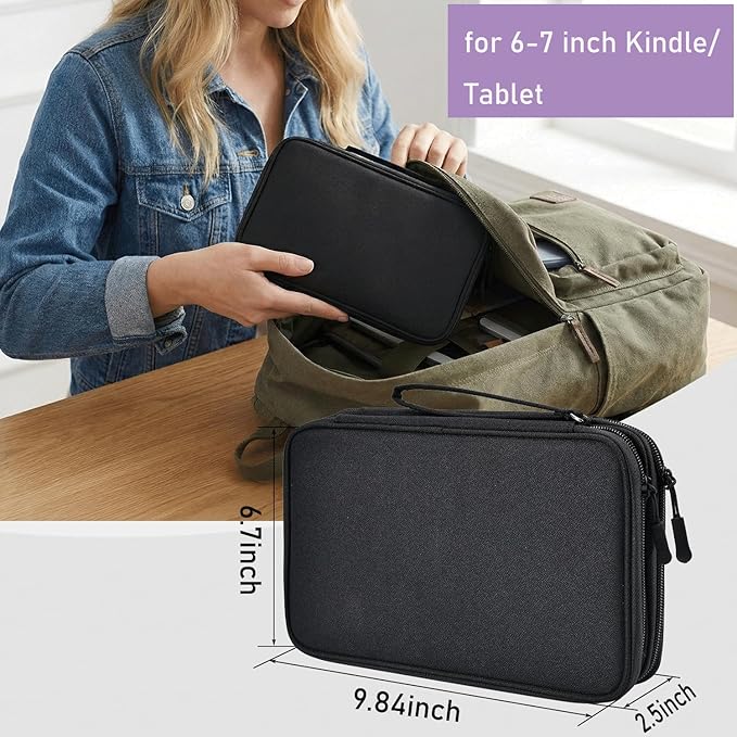 Large Electronics Travel Organizer Case, Electronic Accessories Carry Case Portable Waterproof Double Layers Storage Bag for Cord, Cable, Charger, USB, Power Bank, Earphone (Black, X-Large)