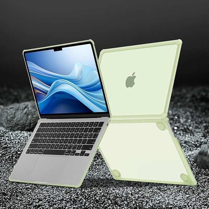 MOSISO Compatible with MacBook Air 13 inch Case M5 2026 M4 2025 M3 M2 2024-2022 A3449 A3240 A3113 A2681,3 in 1 Kit Crack-Resistant Heavy Duty Protective Plastic Hard Case with TPU Bumper, Sage Green